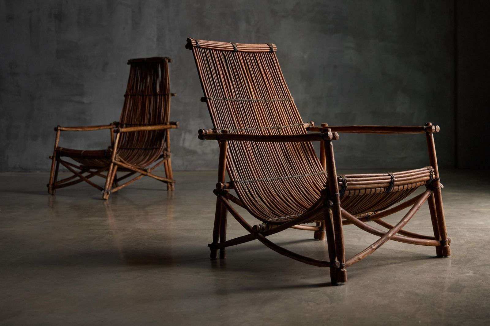Rustic Reclining Chairs In Handcrafted Wicker, France, 1950s photo 3009.0
