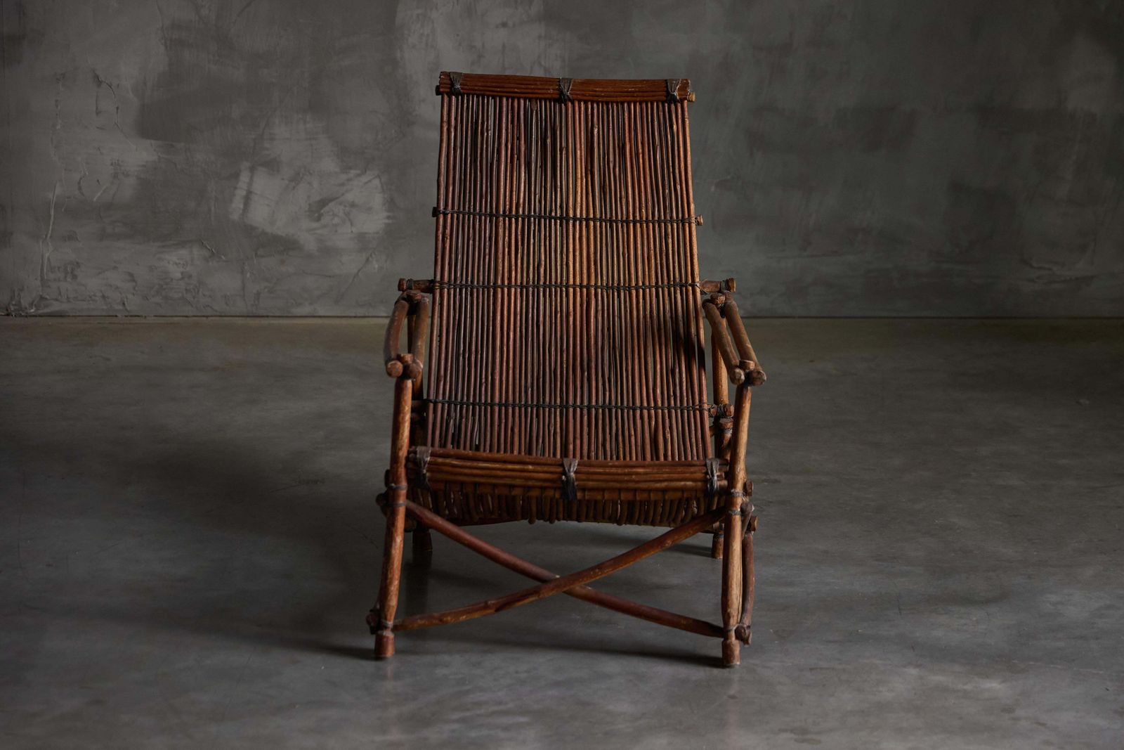 photo furniture Rustic Reclining Chairs In Handcrafted Wicker, France, 1950s