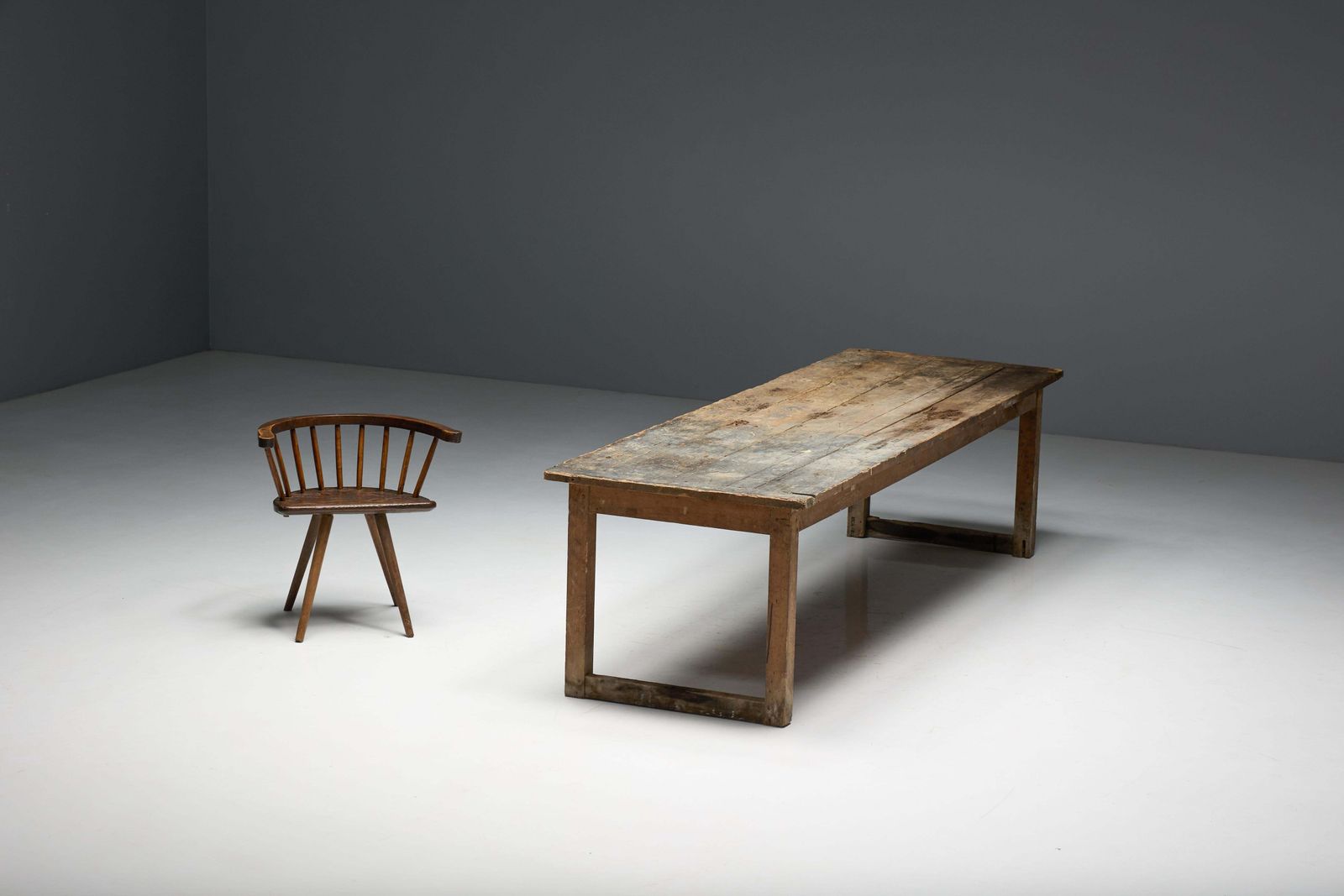 photo vintage Primitive Rustic Dining Table, France, 1900s