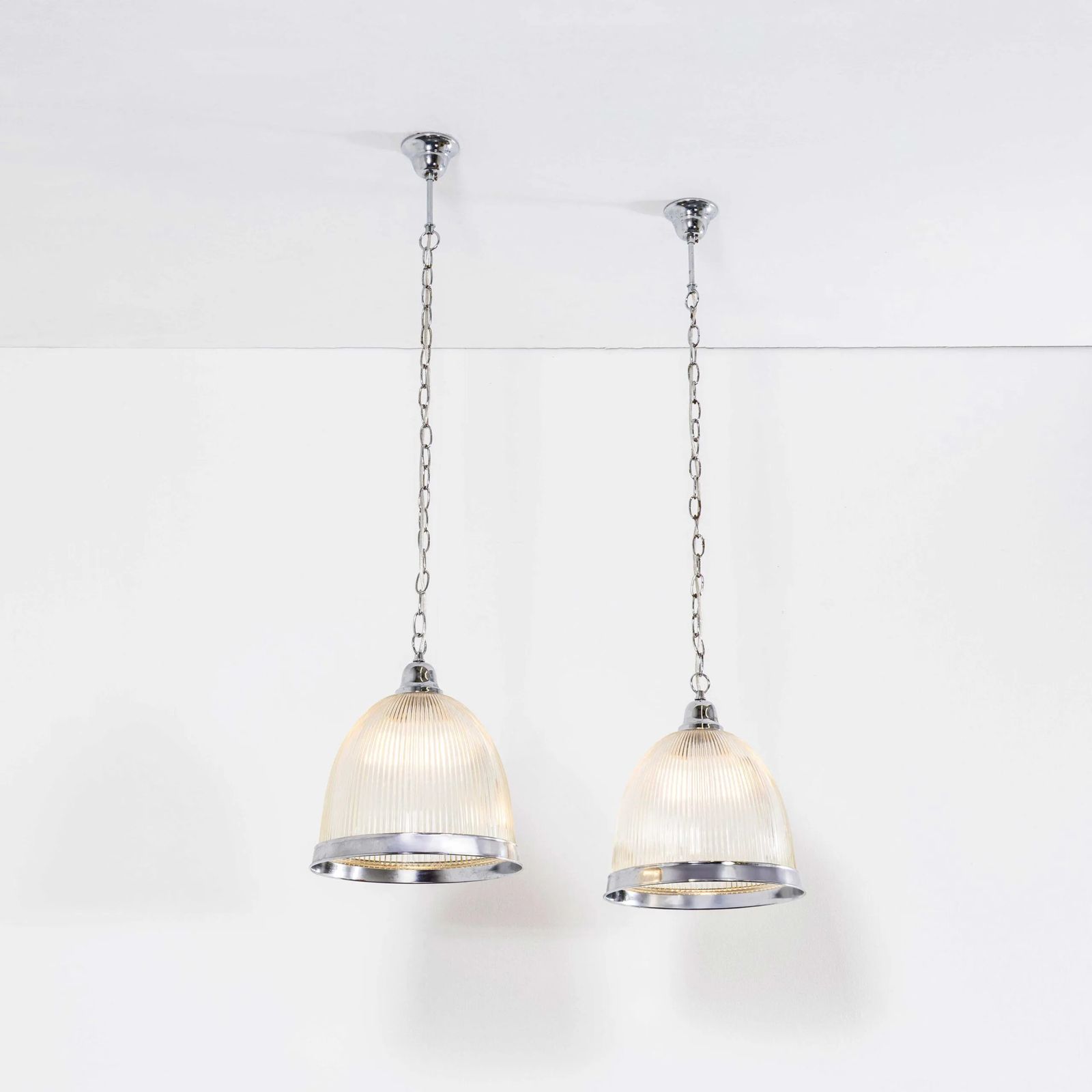 1970’s Late Production Prismatic And Chrome Lamps – Pair