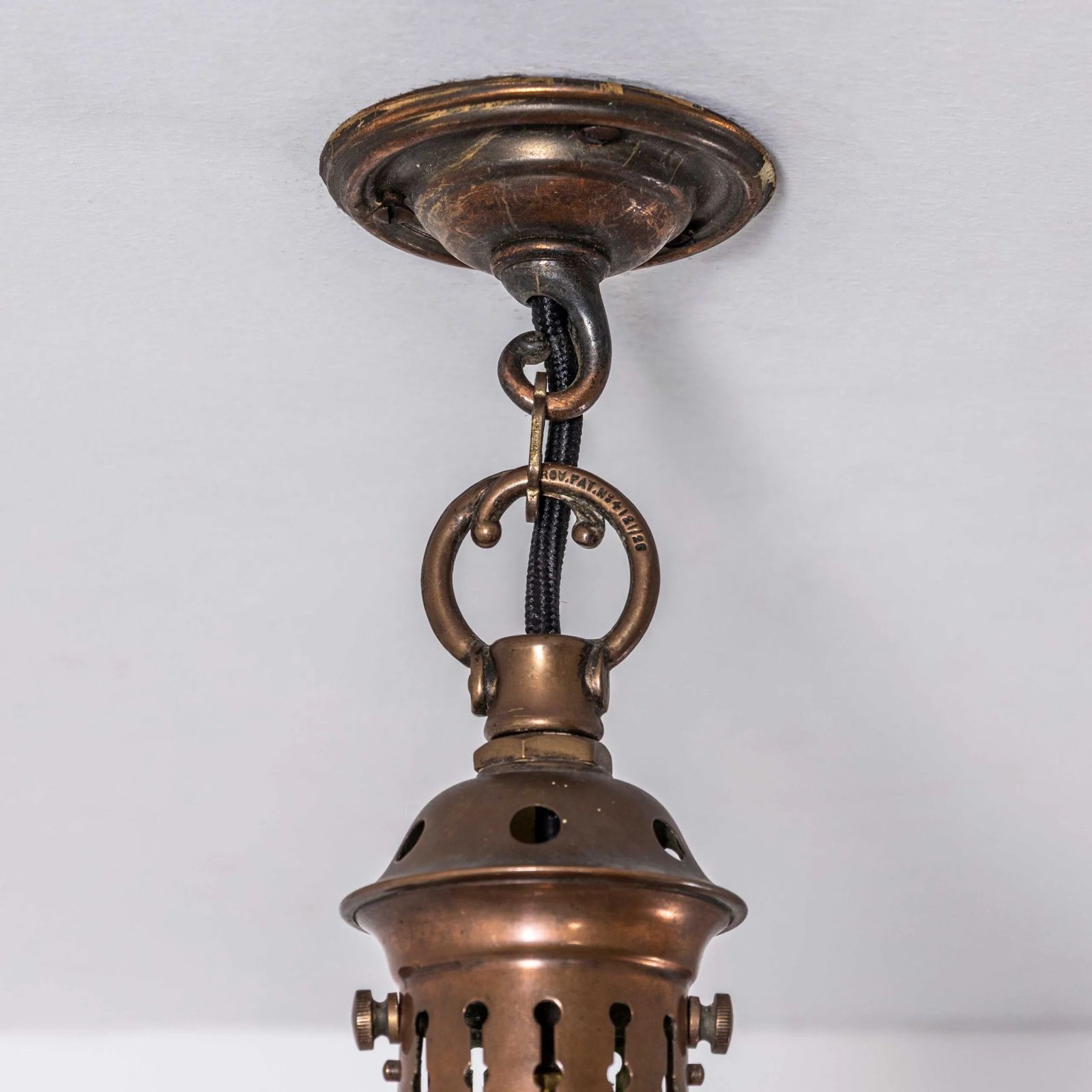 19th Century Original Single Copper Holophane Pendant Lamp photo for sale