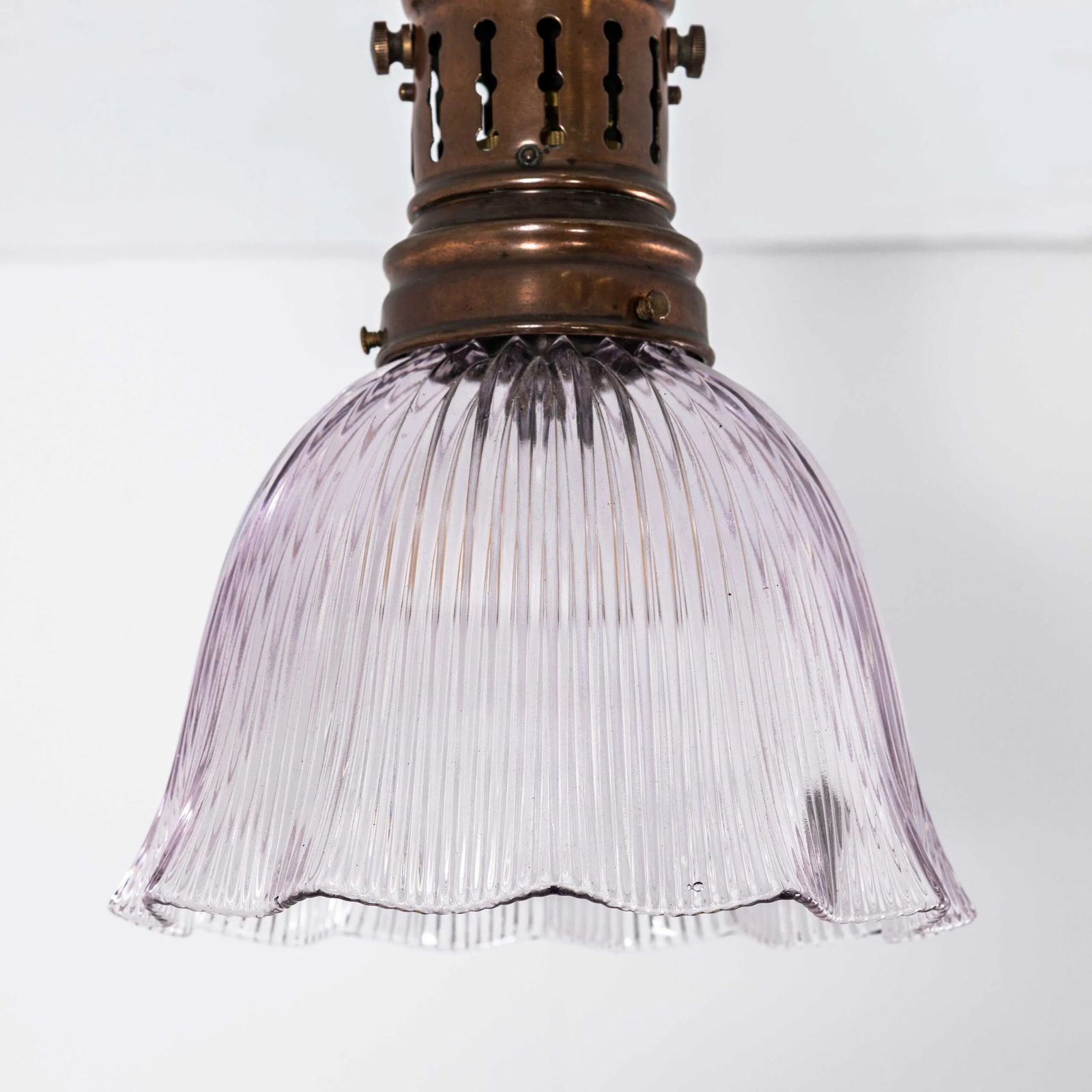 19th Century Original Single Copper Holophane Pendant Lamp photo vinterior