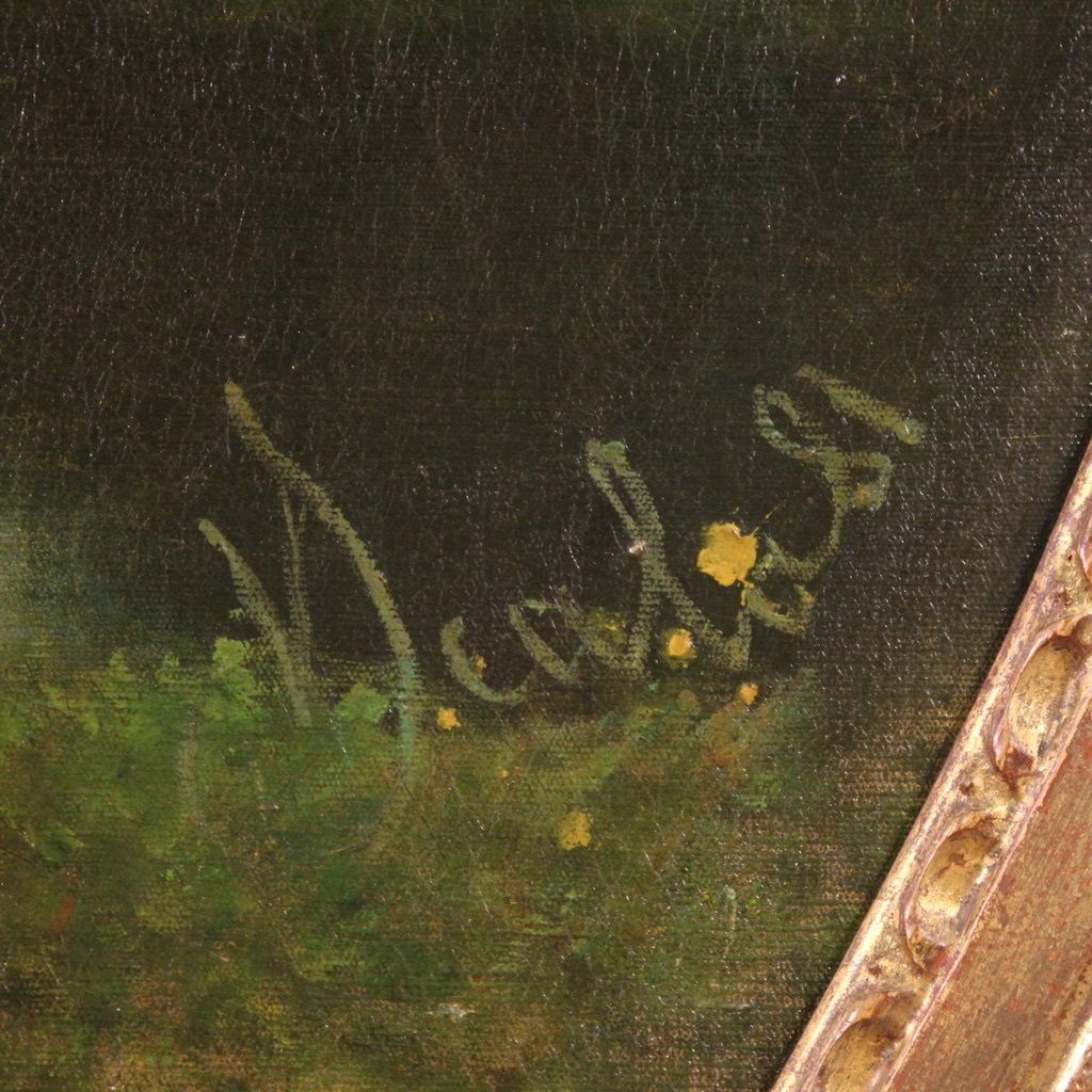 Antique Italian Landscape Painting Signed And Dated 1881 photo vintage