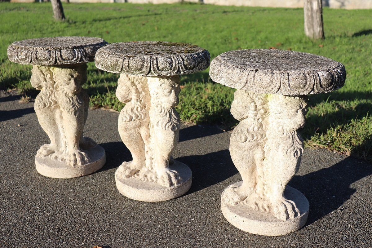 photo furniture Early 20th Century Garden Table And Stools, Set Of 7
