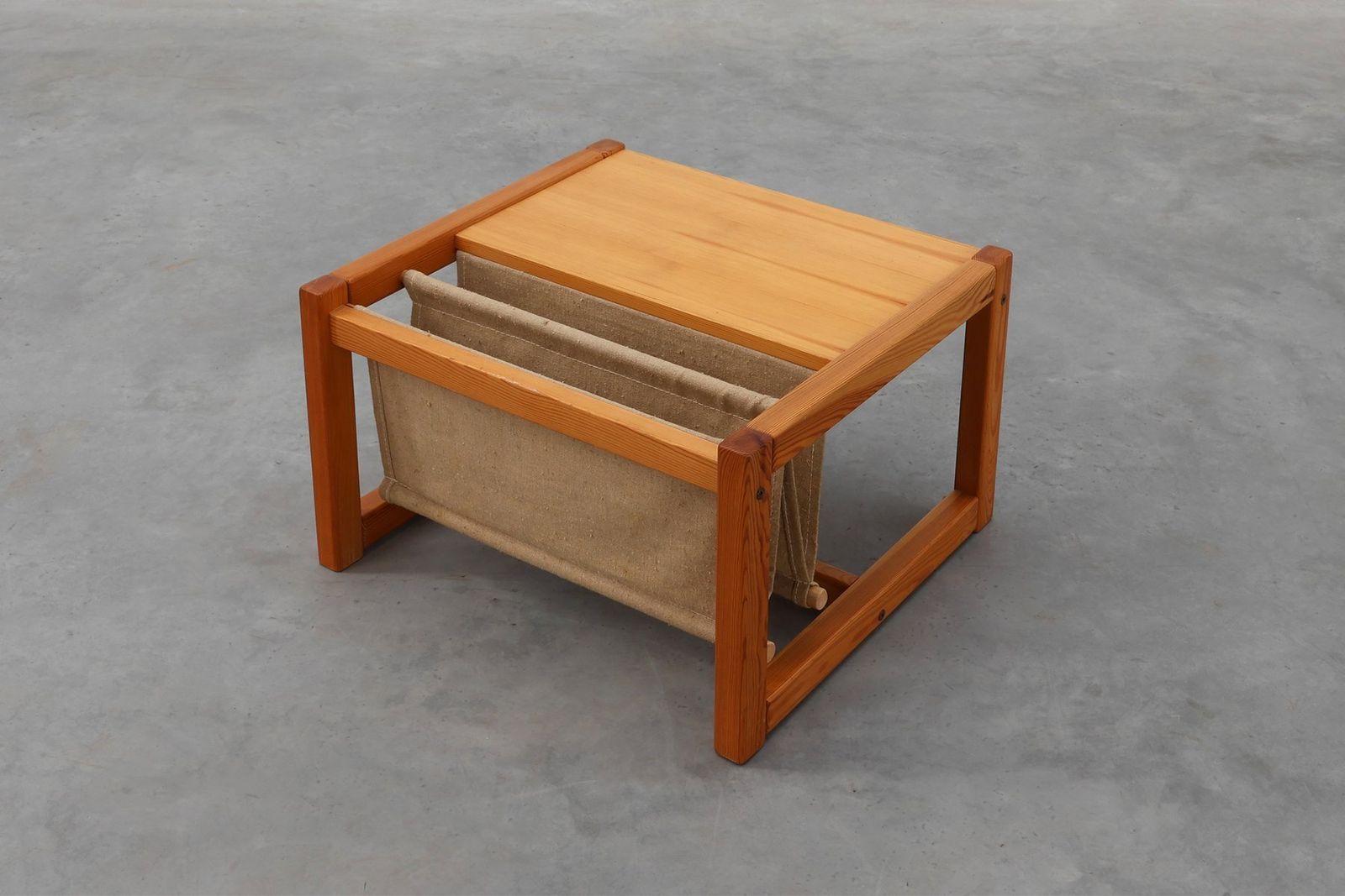 Pine And Linen Safari Series Coffee Table With Magazine Rack By Karin Möbring For Ikea, Sweden, 1970s photo 834.0