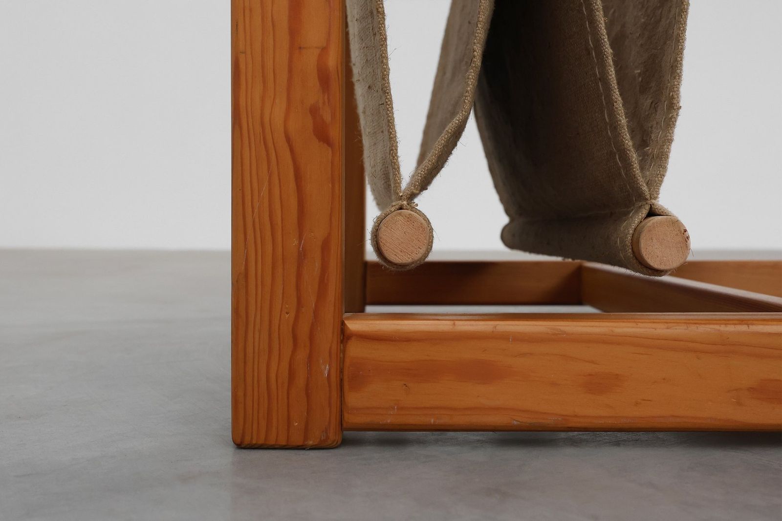 photo for sale Pine And Linen Safari Series Coffee Table With Magazine Rack By Karin Möbring For Ikea, Sweden, 1970s