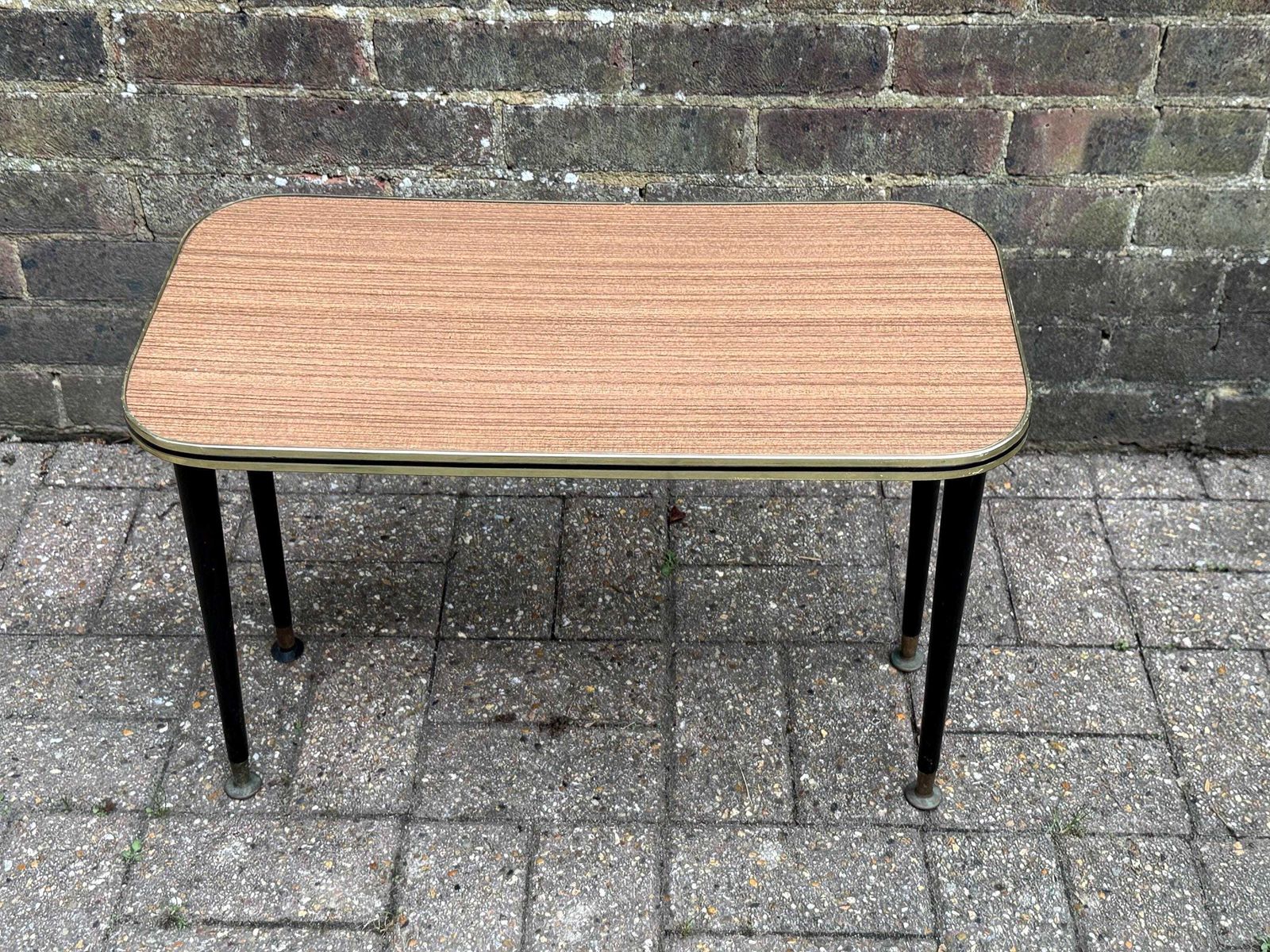 Vintage 1950s Formica & Metal Side Table – Mid Century Atomic Style Retro Coffee Or Side Table, Retro Occasional Table, Atomic Legs photo furniture