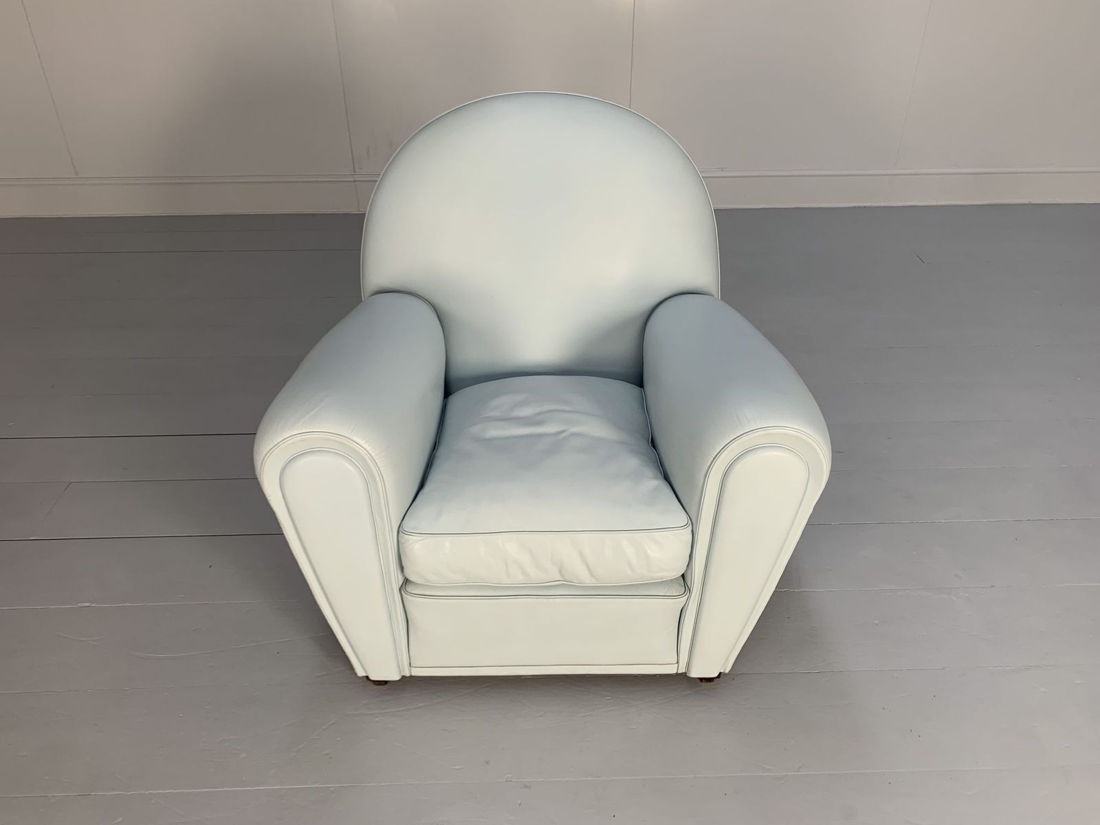 Pair Of Poltrona Frau “Vanity Fair” Armchairs – In Pelle Frau Pale Blue Leather photo buy