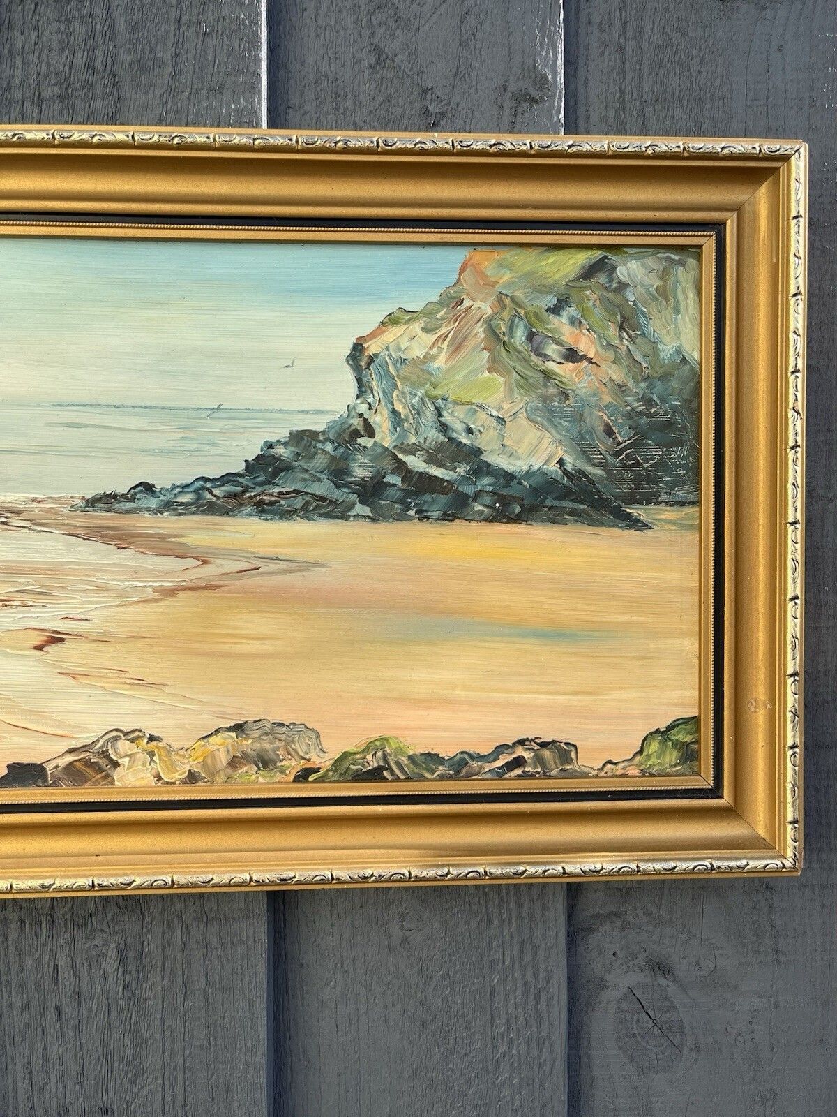 Original Jill Mickle Framed Oil Painting Traeth Bach Cemaes Bay Anglesey Coast photo for sale