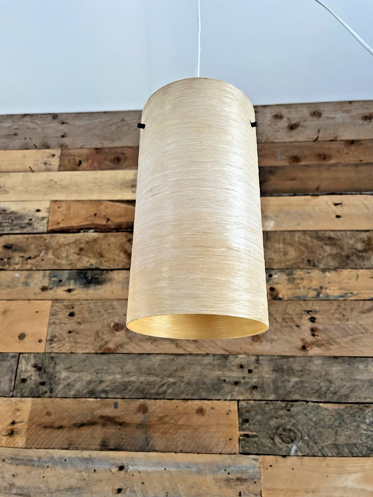 Vintage 9" Cream 60's 70's Spun Fibreglass Pendant Light Lamp Shade Retro Mcm photo for sale