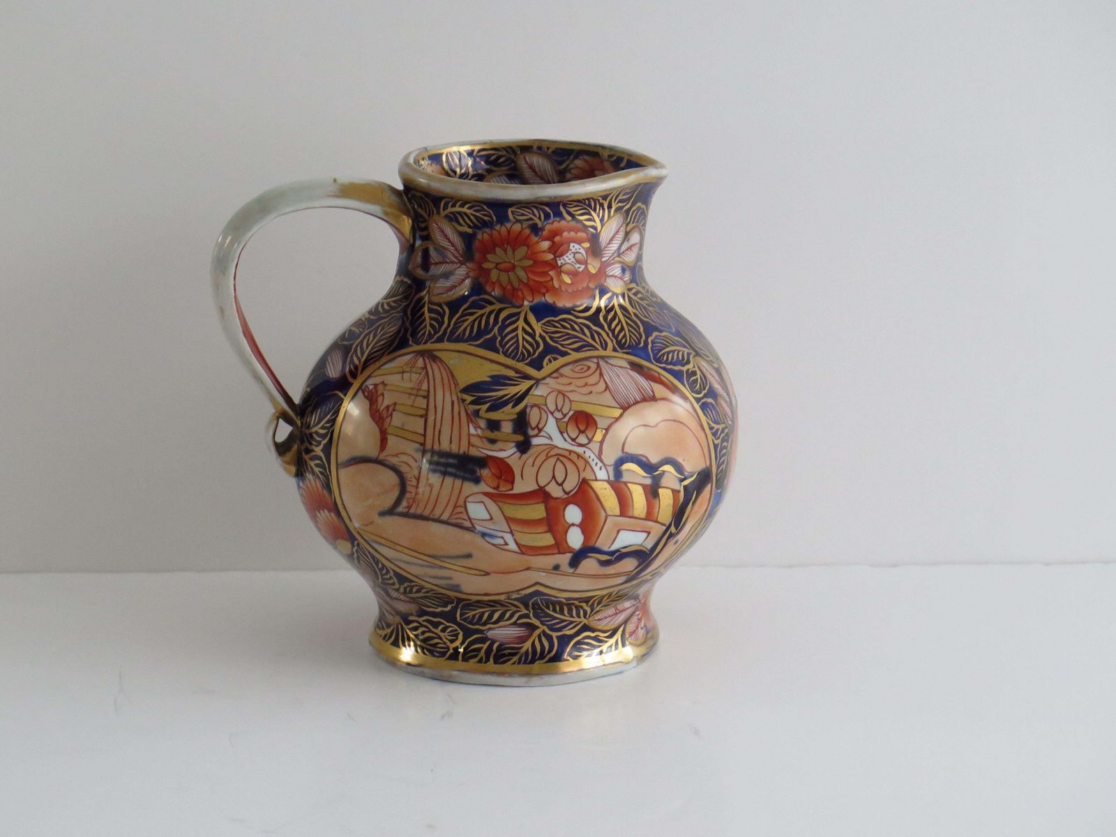 photo furniture Georgian Masons Ironstone Jug Or Pitcher In School House Ptn Rare Shape, Ca 1815