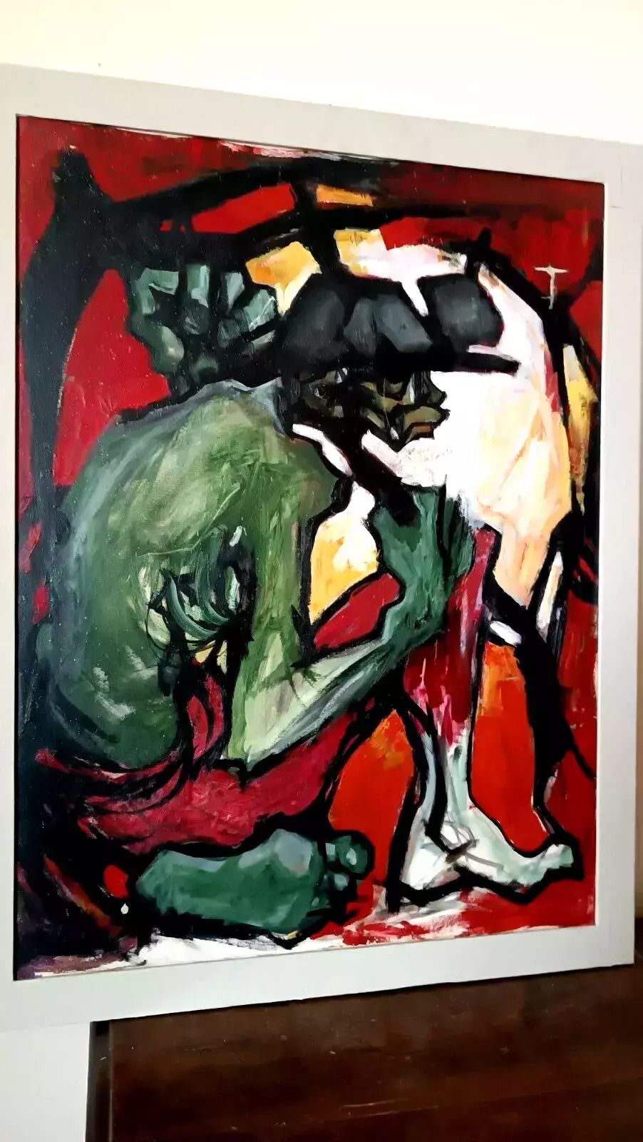 Oil Painting On Canvas Abstract Figure 70s photo for sale