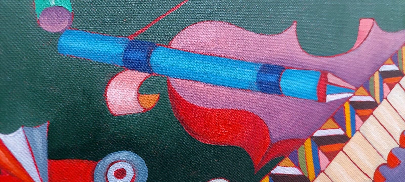 Franco Balleri Abstract Painting Oil On Canvas "Sea And Music" 2008 photo Art