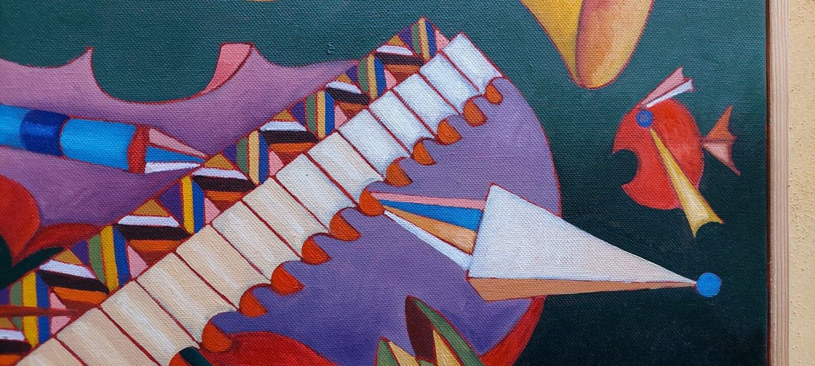 photo for sale Franco Balleri Abstract Painting Oil On Canvas "Sea And Music" 2008