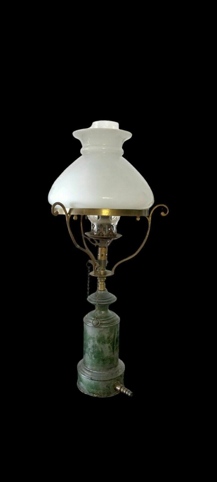 Antique Oil Lamp Metal And Glass 19th Century Original Lamp