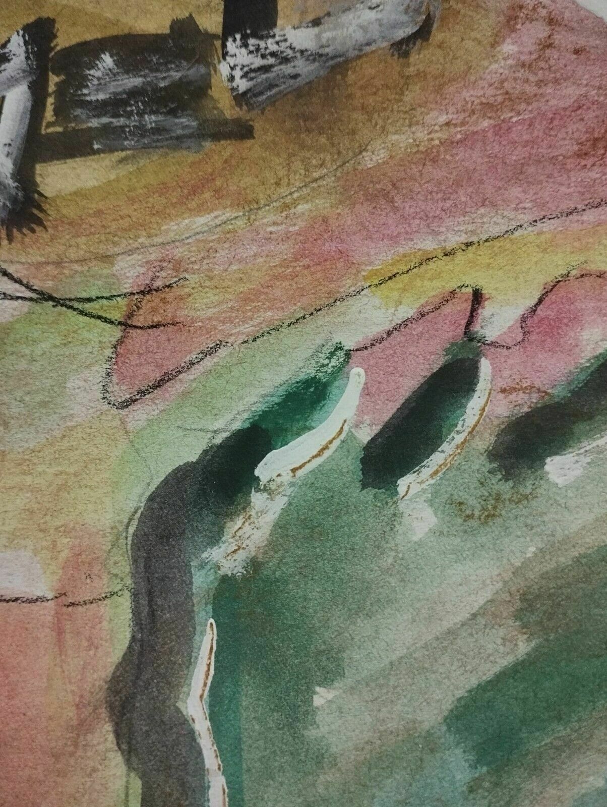 Abstract Mixed Media Painting On Paper Marie Docekalova Syslova photo for sale