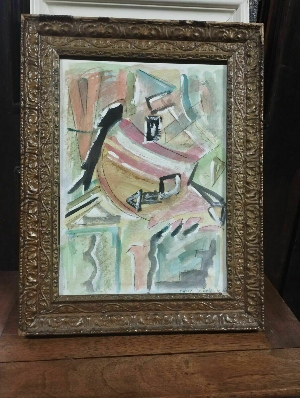 Abstract Mixed Media Painting On Paper Marie Docekalova Syslova photo Art