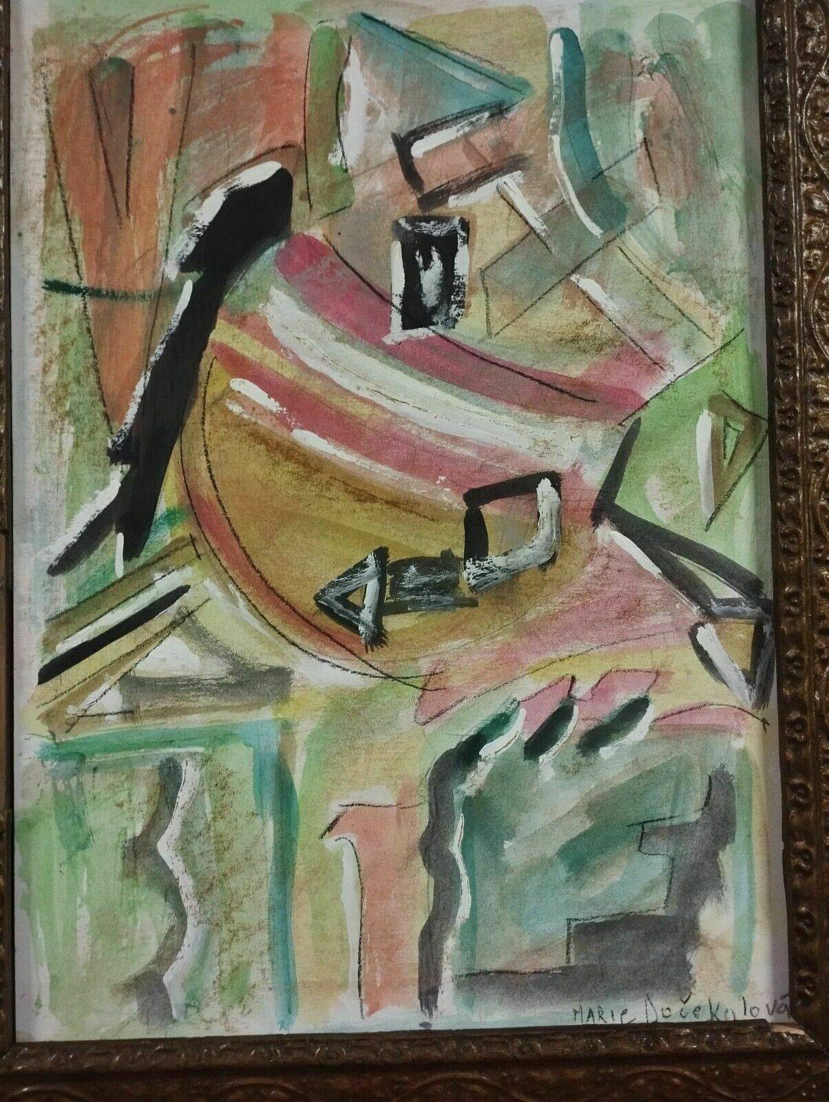 Art Abstract Mixed Media Painting On Paper Marie Docekalova Syslova photo