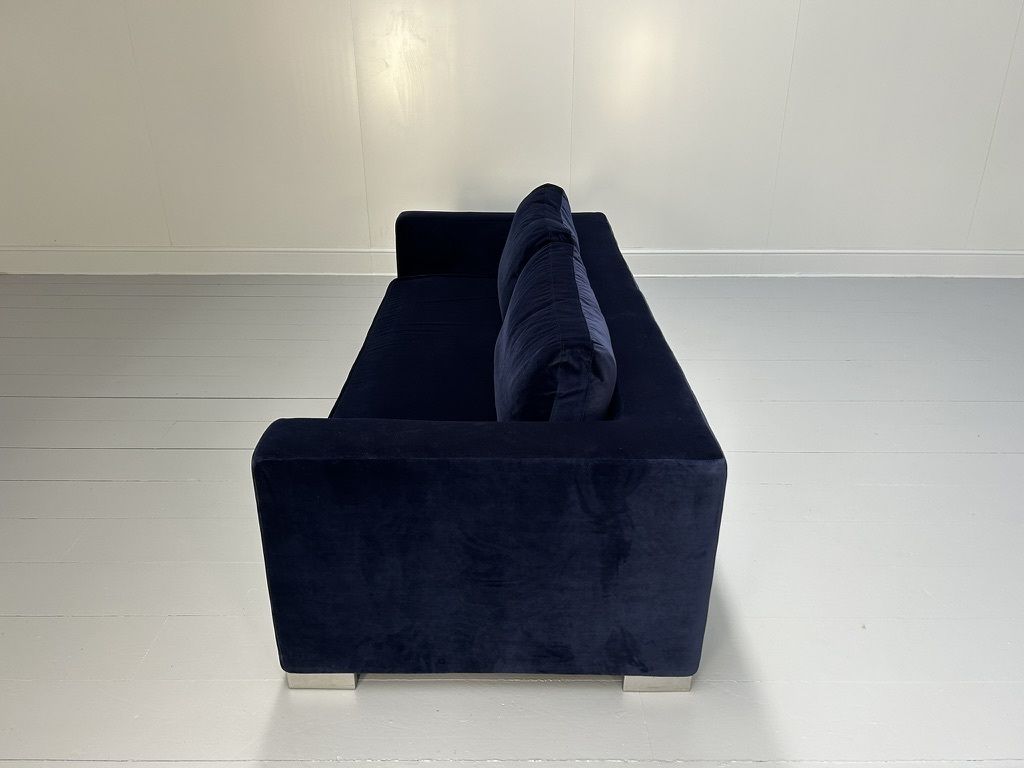 Furniture Ligne Roset “Rive Gauche” 3 Seat Sofa & Ottoman – In Midnight Blue Velvet photo