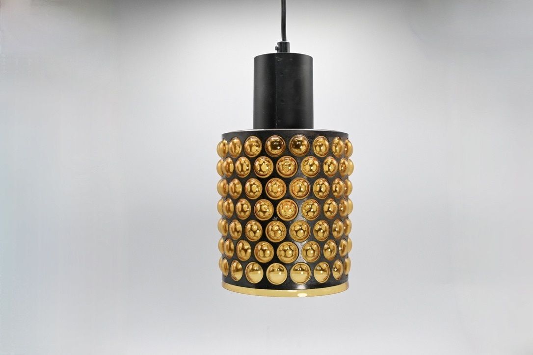 Large  Metal Caged Glass Pendant By Jan Salakari For Lival  Finland, 1960s photo Lighting