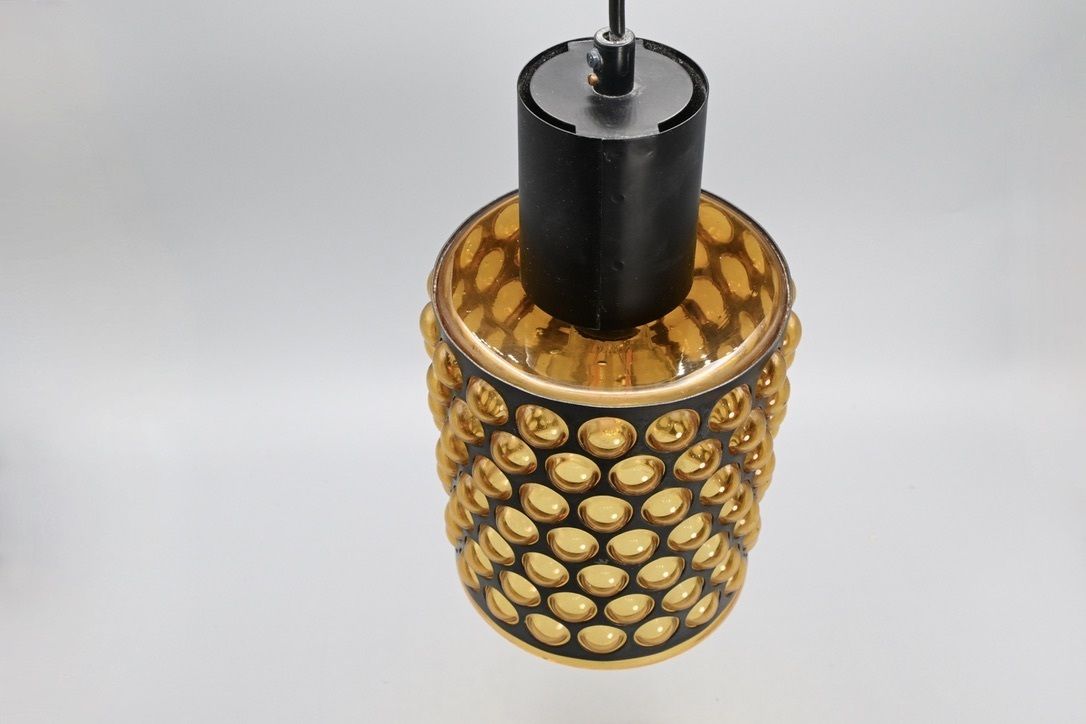 Large  Metal Caged Glass Pendant By Jan Salakari For Lival  Finland, 1960s photo vintage