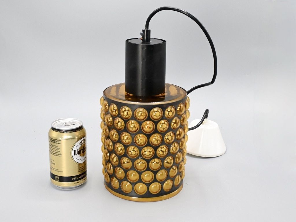 Lighting Large  Metal Caged Glass Pendant By Jan Salakari For Lival  Finland, 1960s photo
