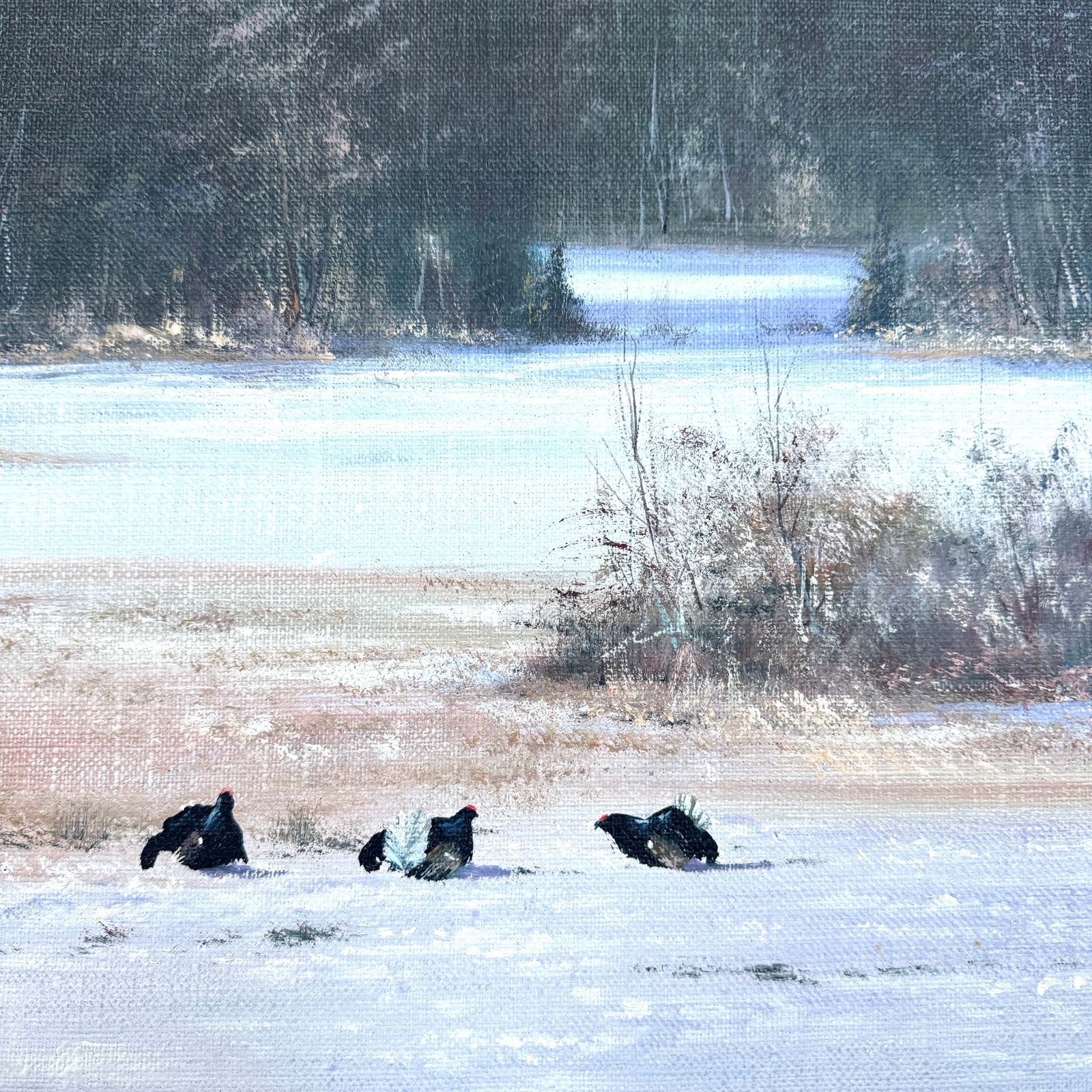 Stillness In White. Vintage Swedish Oil Painting. photo furniture