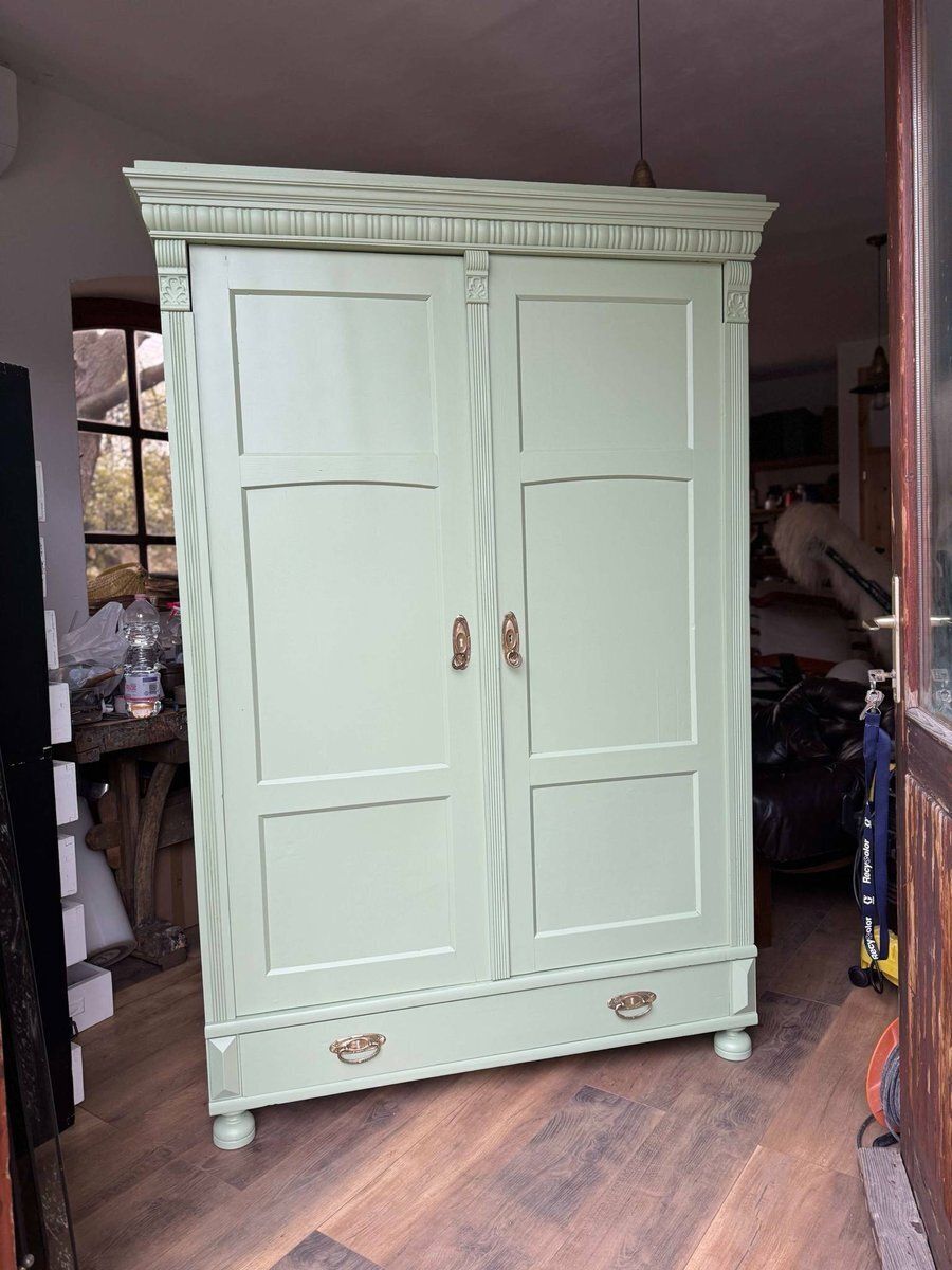 Antique Green Wooden Wardrobe photo buy
