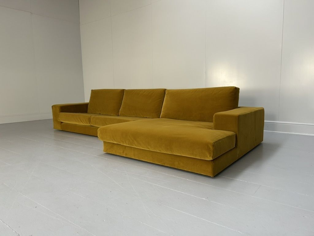 Arketipo “Best” 4 Seat L Shape Sectional Sofa – In Mustard Yellow Velvet photo for sale