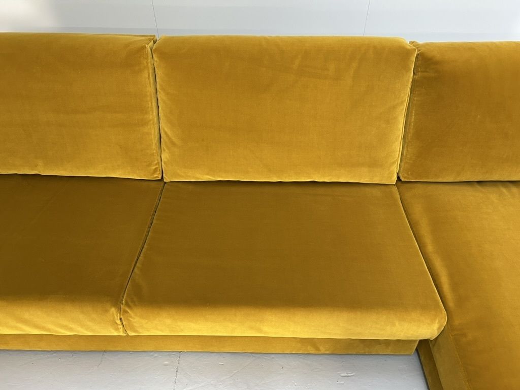 photo furniture Arketipo “Best” 4 Seat L Shape Sectional Sofa – In Mustard Yellow Velvet