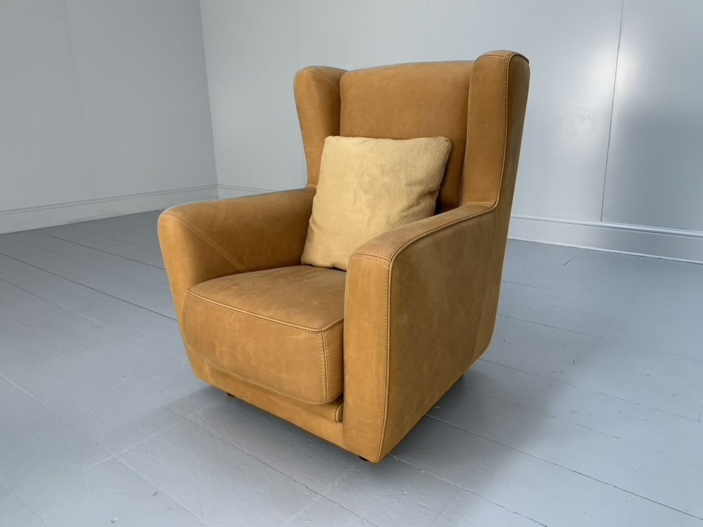 Baxter “Bergere” Armchair & Footstool – In Suede Leather photo furniture