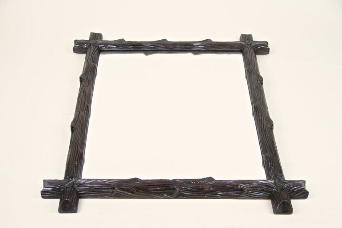 photo furniture 19th Century Rustic Black Forest Wall Mirror   Hand Carved, Austria Circa 1880
