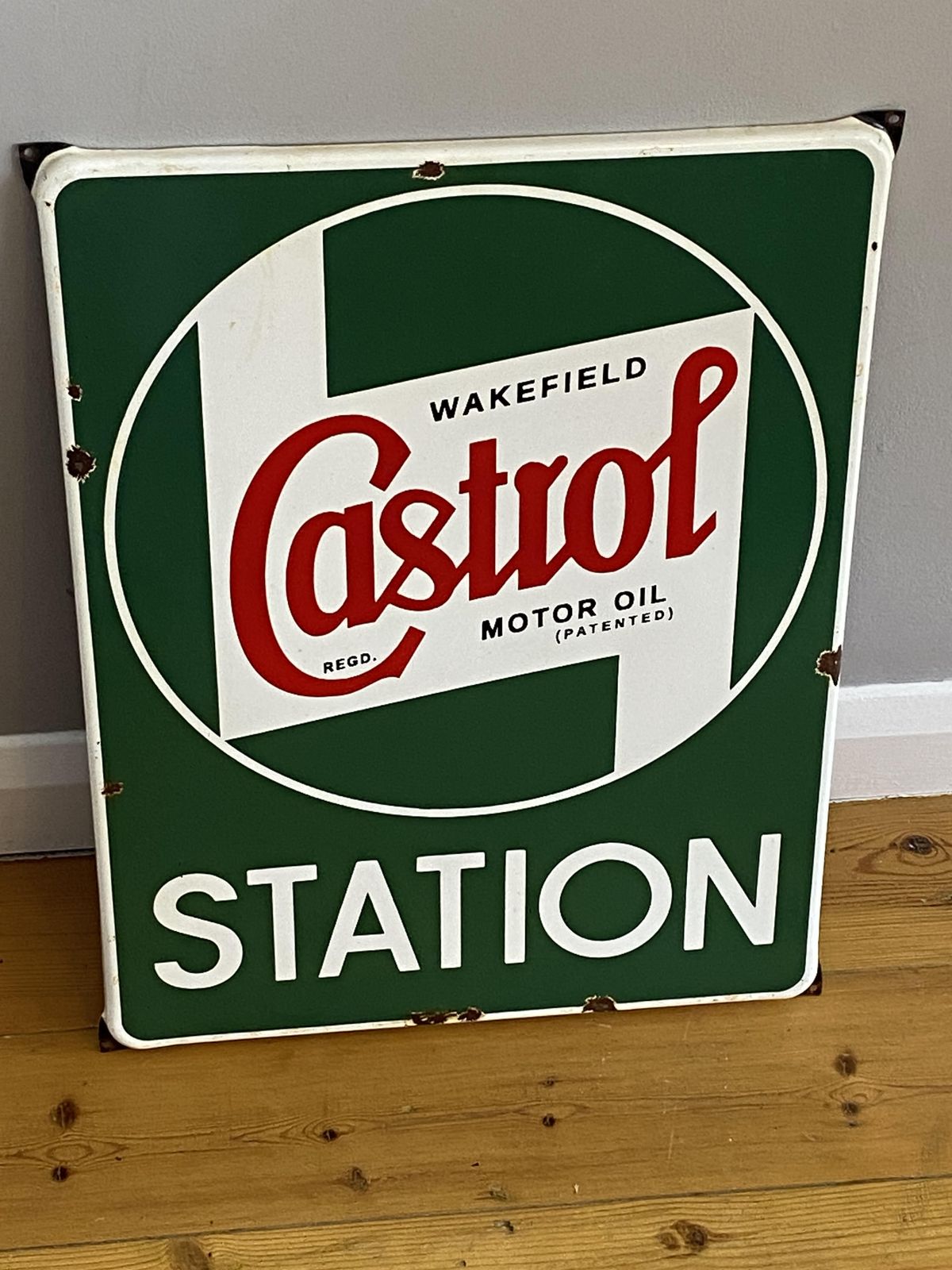 photo furniture Large Castrol Oil Station Metal Dealer Advertising Sign Garage Automobile Automotive Gas Antique Enamel Art Dealer Auto Car Oil Tyres Petrol Tires