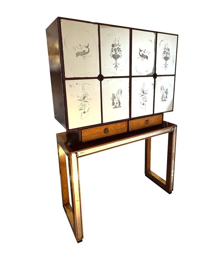 9250.0 An Italian 1940s Mirrored Maple Wood Bar Cabinet By Osvaldo Borsani photo