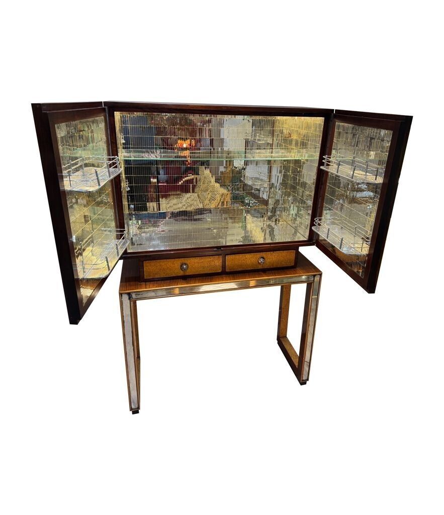 photo vinterior An Italian 1940s Mirrored Maple Wood Bar Cabinet By Osvaldo Borsani