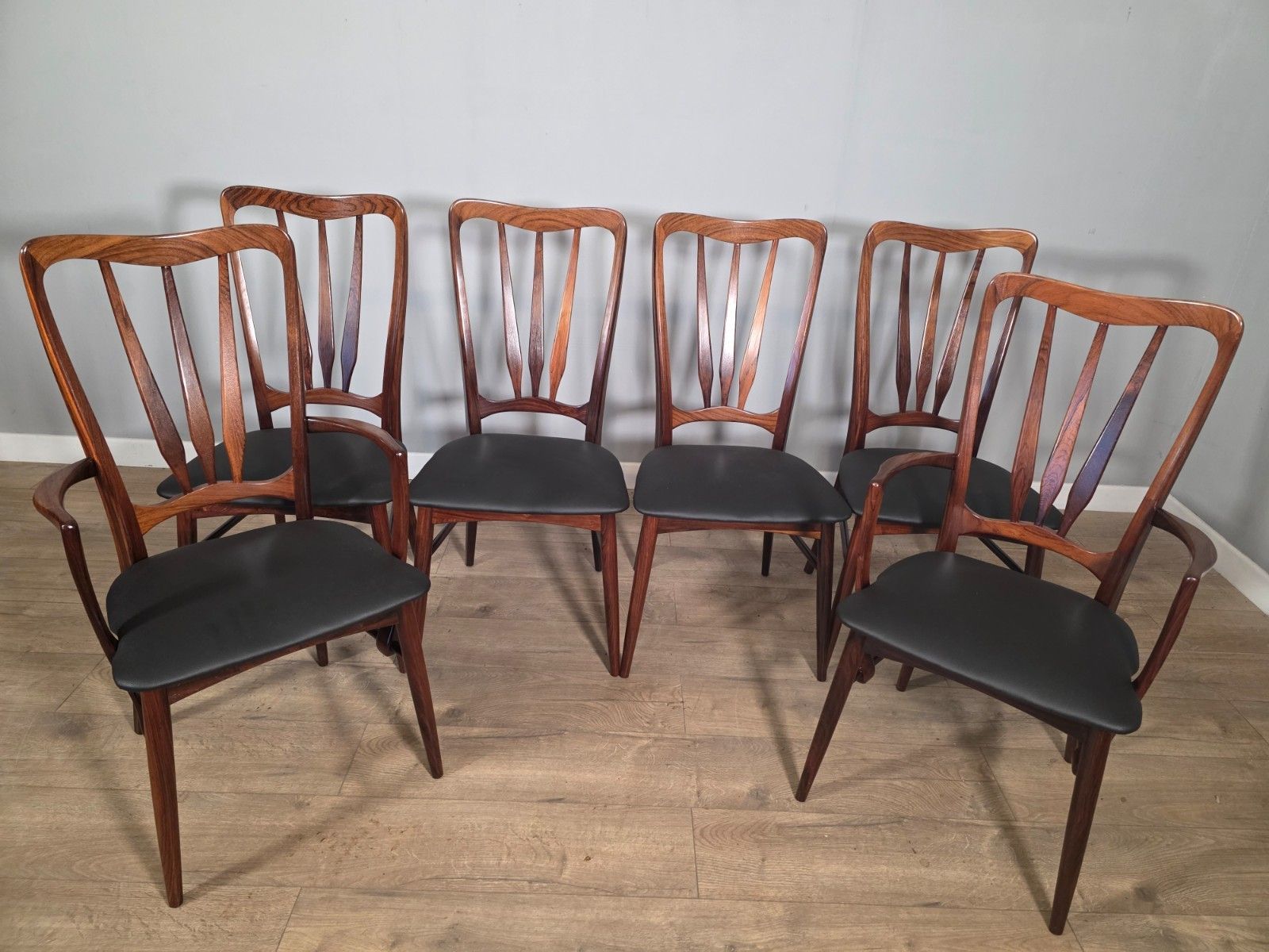 Set Of 6 Danish Rosewood Mid Century 1960s Dining Chairs By Niels Koefoed photo for sale