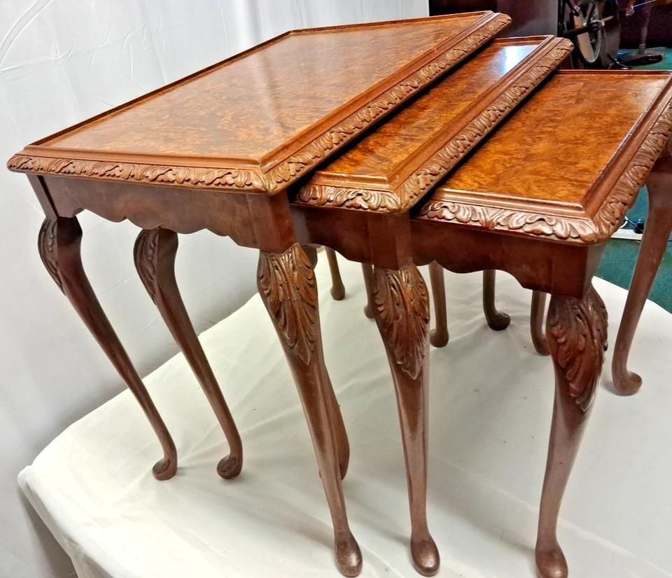 Antique Walnut Burr Nest Of Tables photo furniture