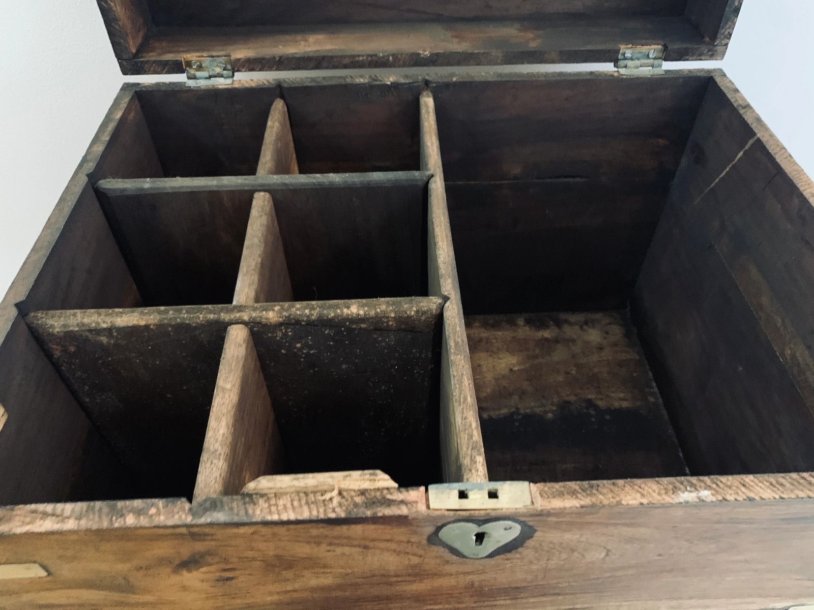 19th Century Brass Bound Teak Wood Campaign Chest, Liquor Drinks Chest Box photo Furniture
