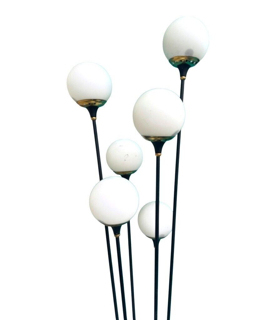 An Orignal 1950s Stilnovo Black Lacquer And Brass Six Light Floor Lamp photo for sale