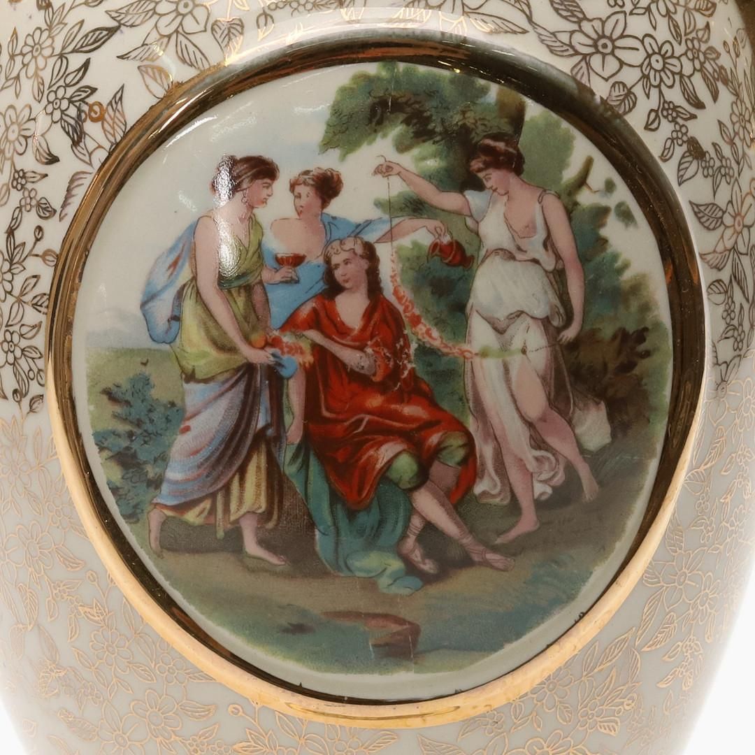 Porcelain Urn Large Empire England Classical Scene And Gold Gilt Handles Vase photo 1031.0