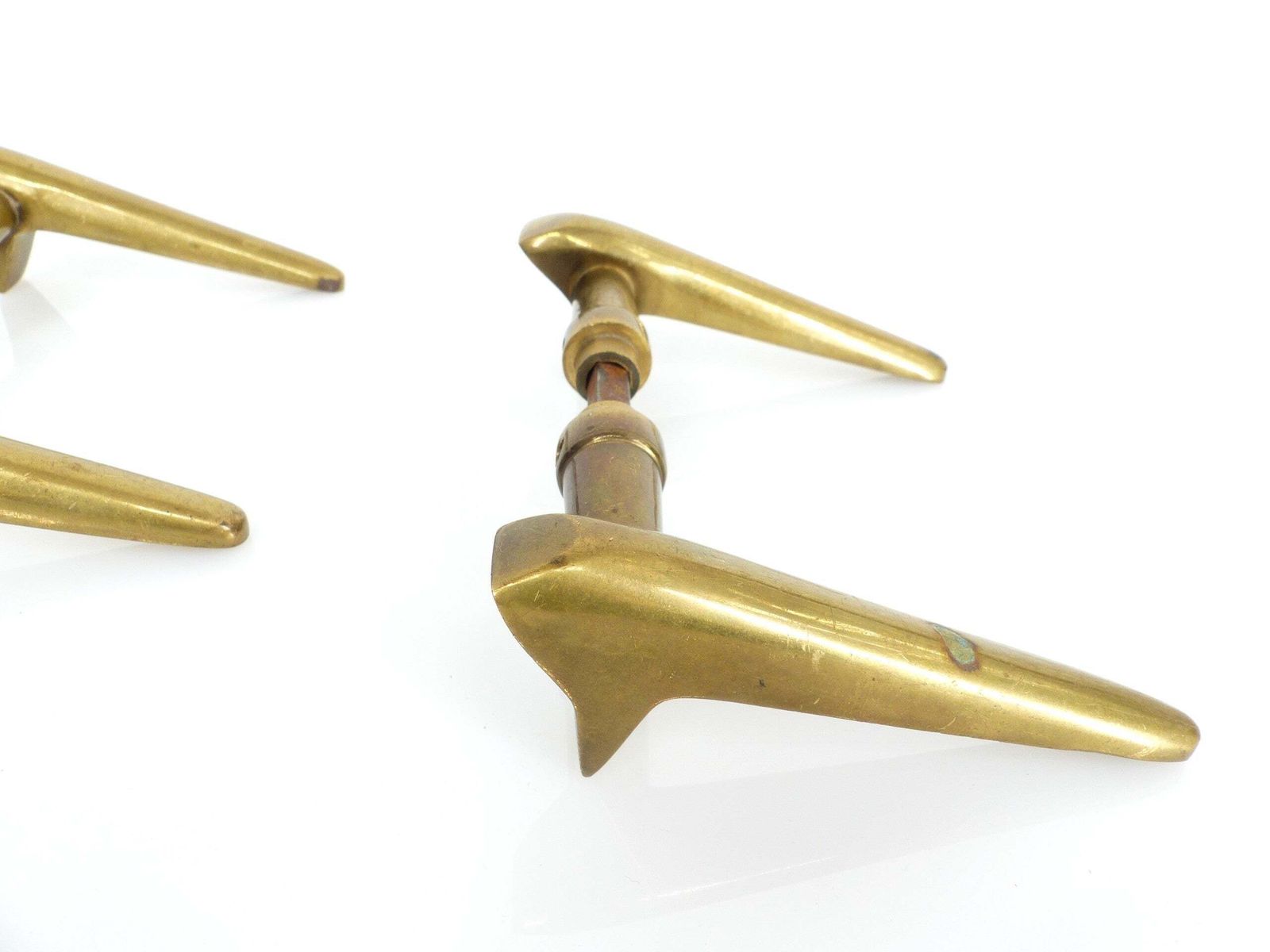 2 Pairs Of Modernist Solid Brass Door Handles 1950–1960 photo for sale