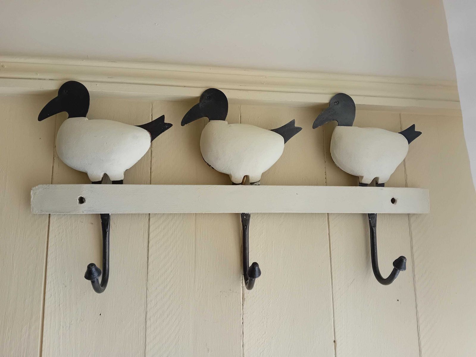 Vintage Wooden Duck Coat Hooks: Rustic French Decor, Set Of 3 photo furniture