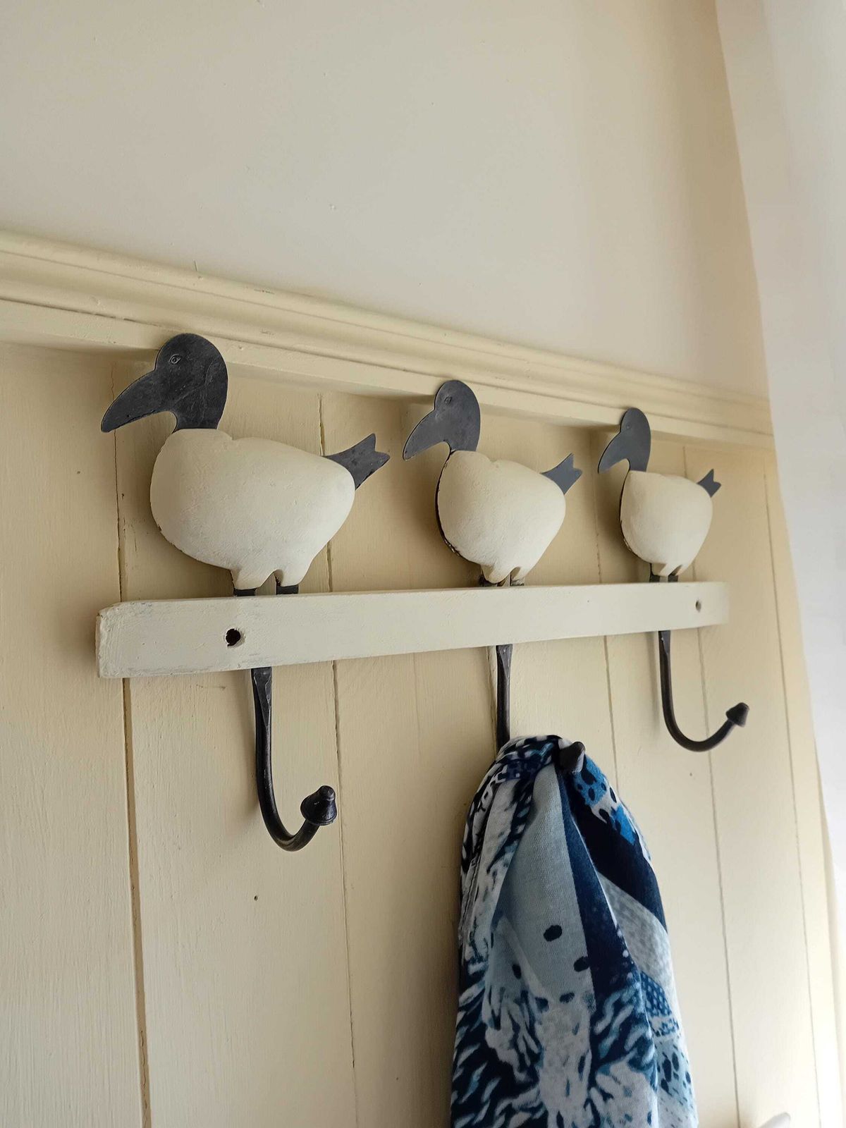 photo for sale Vintage Wooden Duck Coat Hooks: Rustic French Decor, Set Of 3