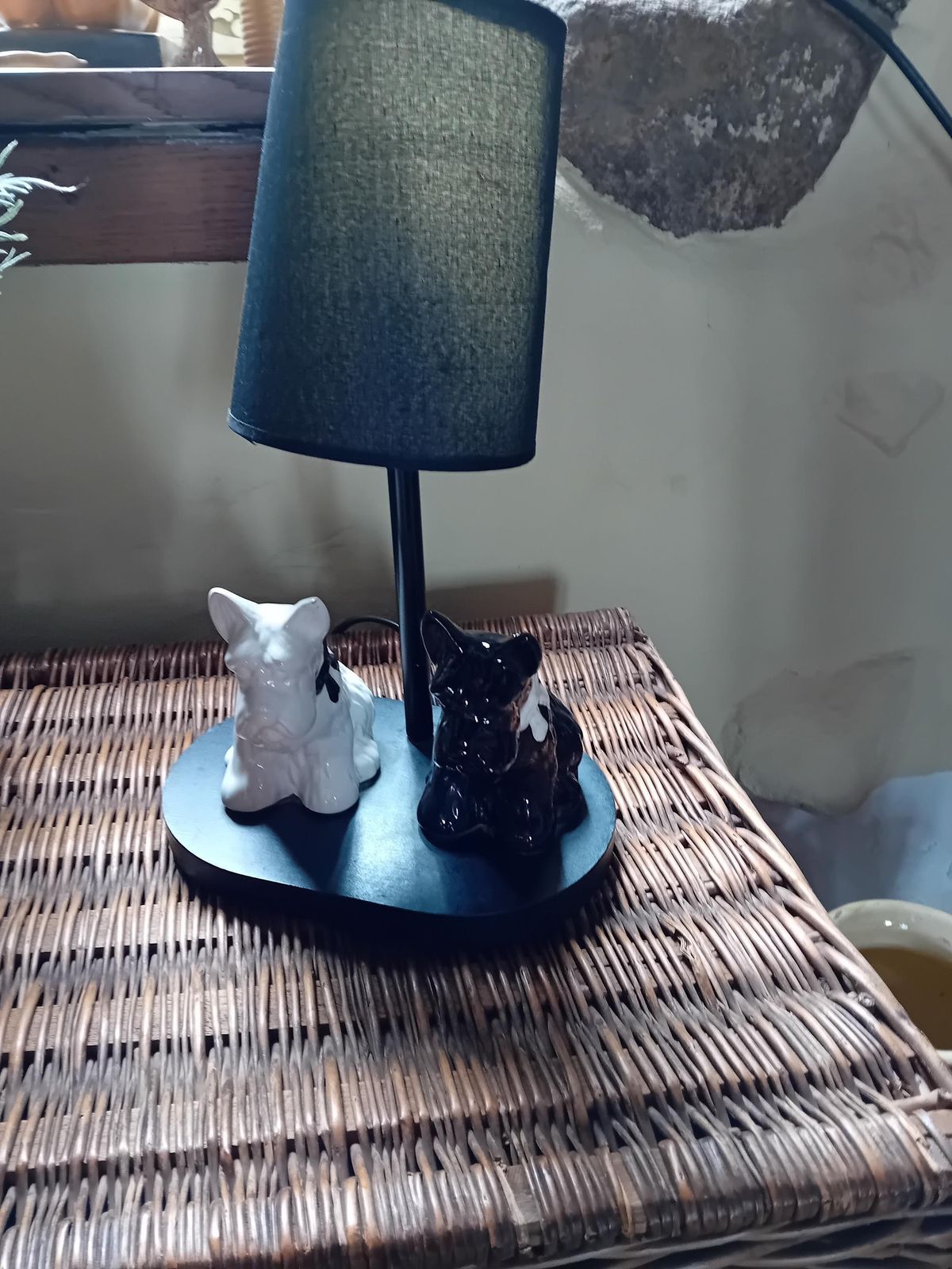 Table Lamp Electric Vintage Black And White Scotty Dog Lighting With Replacement Shade