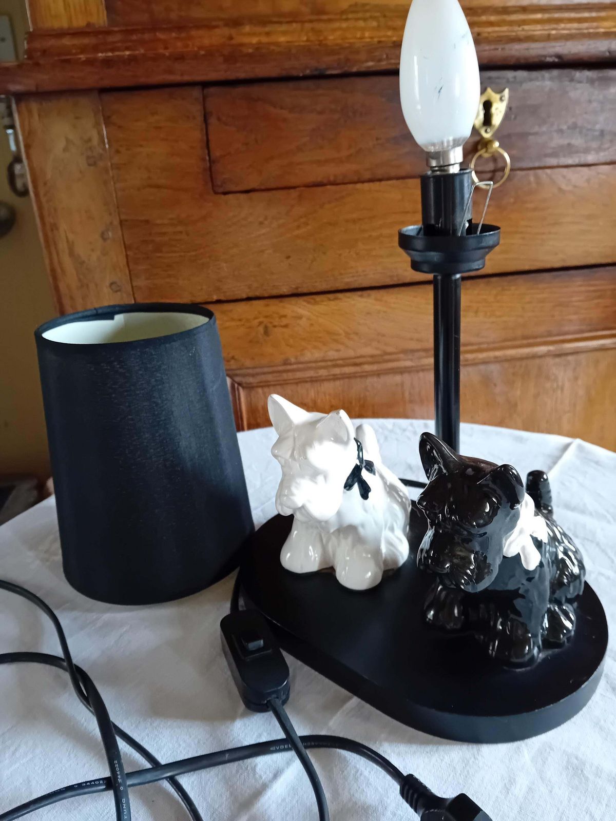 Table Lamp Electric Vintage Black And White Scotty Dog Lighting With Replacement Shade photo Lighting