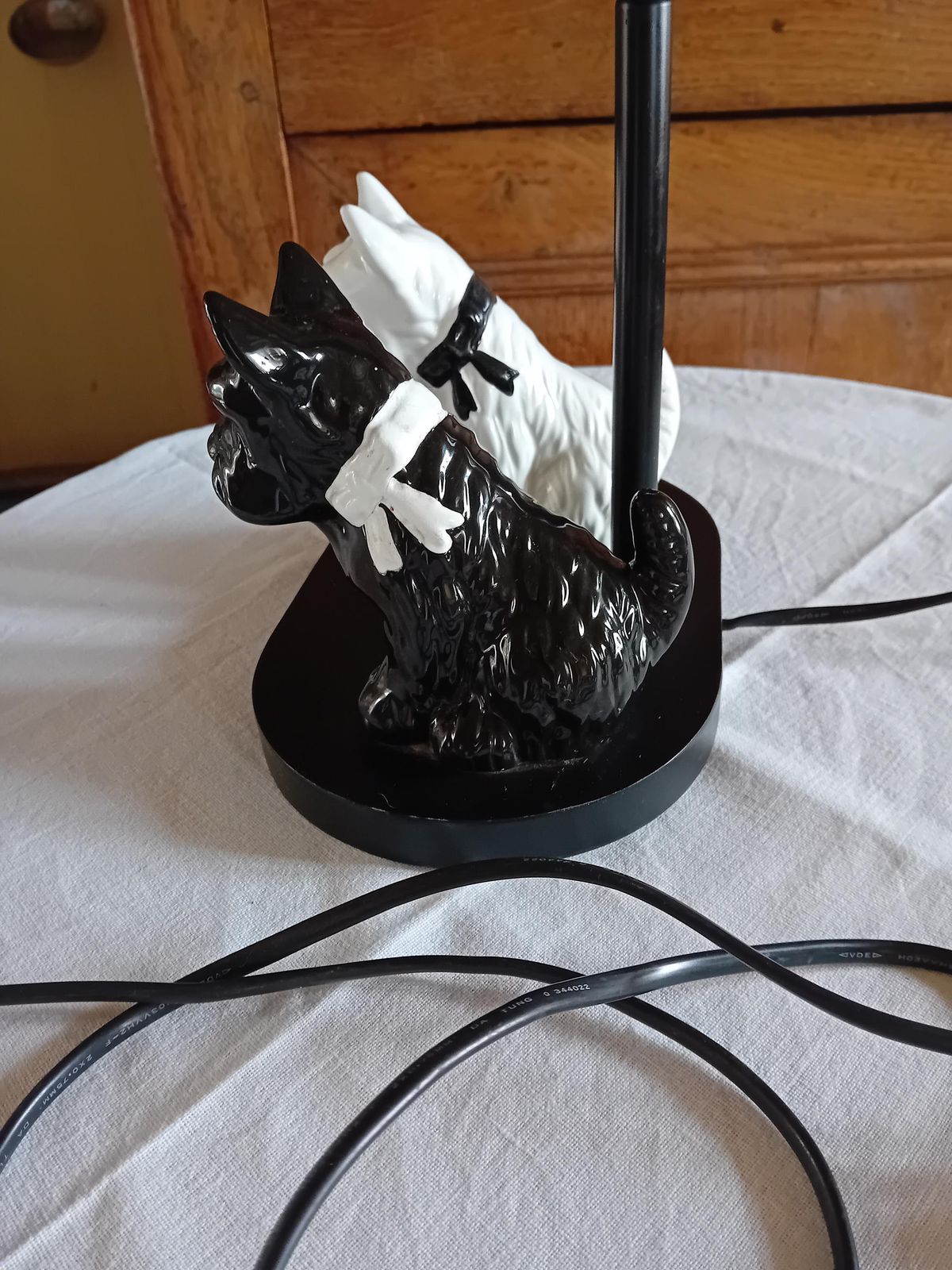 photo furniture Table Lamp Electric Vintage Black And White Scotty Dog Lighting With Replacement Shade