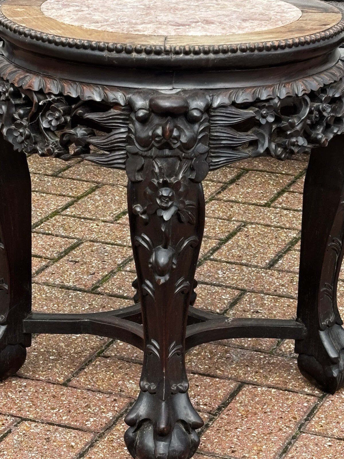 Chinese Antique Jardiniere Hardwood Table With Marble Top. photo for sale
