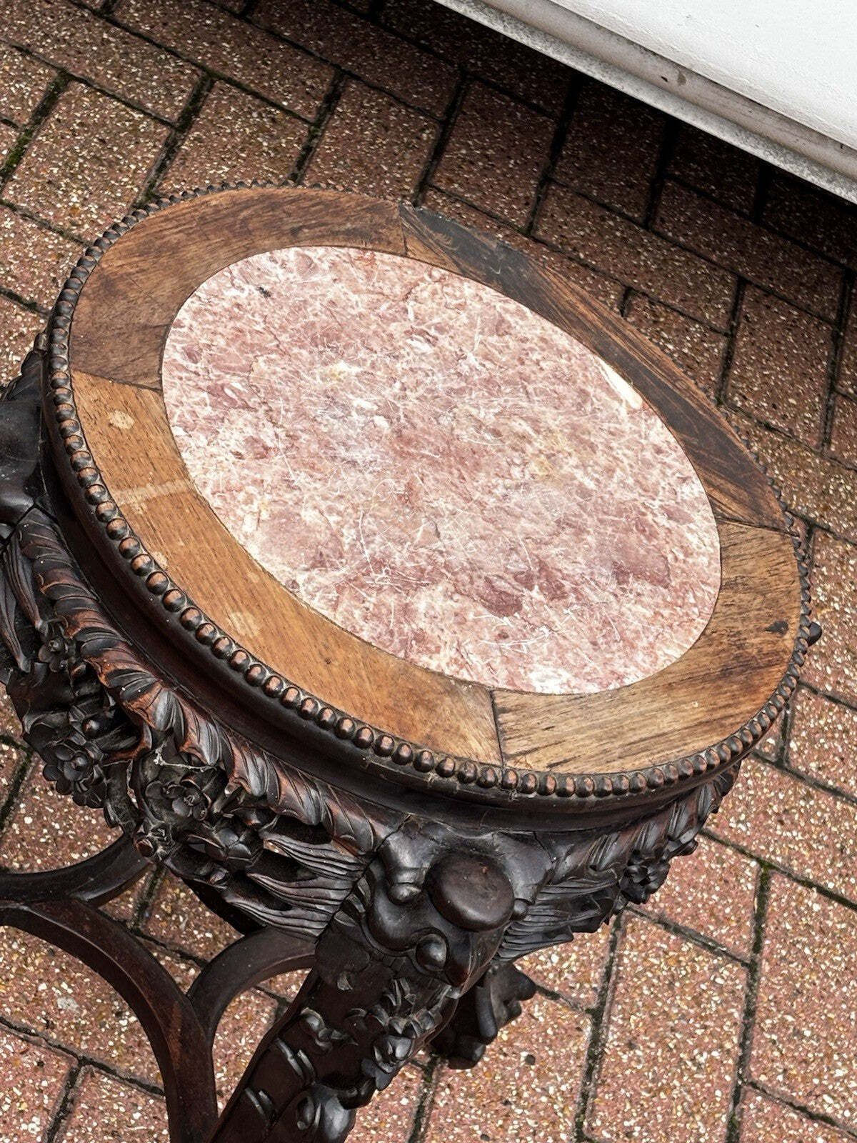 Chinese Antique Jardiniere Hardwood Table With Marble Top. photo Furniture