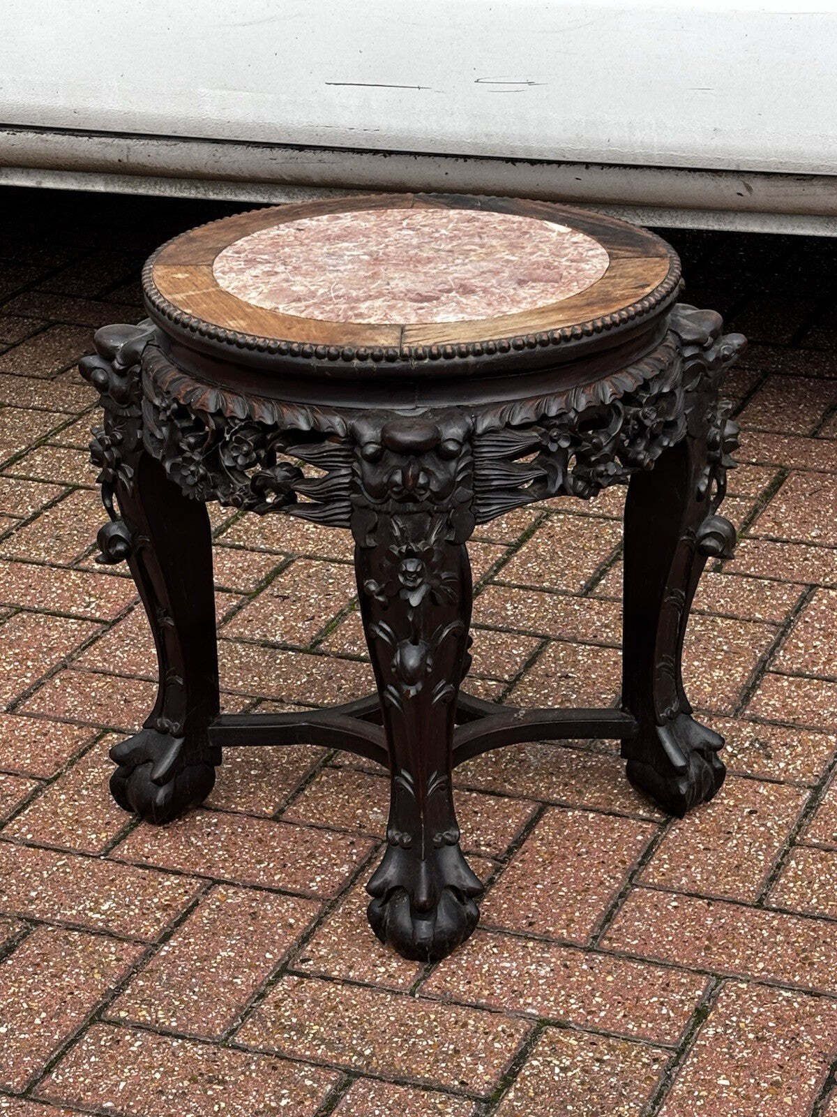 Chinese Antique Jardiniere Hardwood Table With Marble Top. photo 710.0