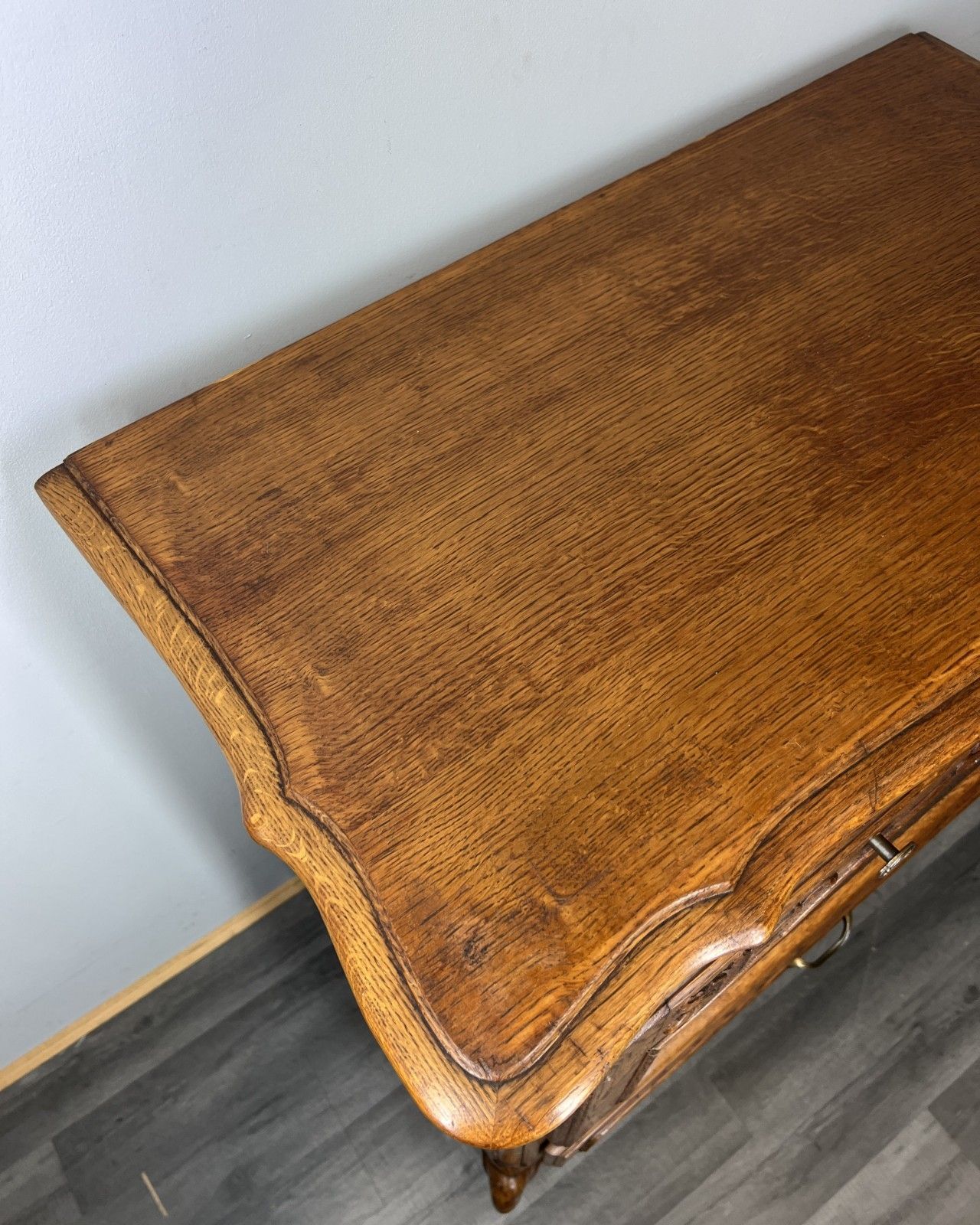 369.0 Cabinet Vintage French Louis XVI Oak Carved Drop Front Cupboard Lot 4345 photo
